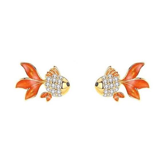 LEMONLIMEBLUE Jewelry - Goldfish Koi Fish Earrings S925 Sterling Silver